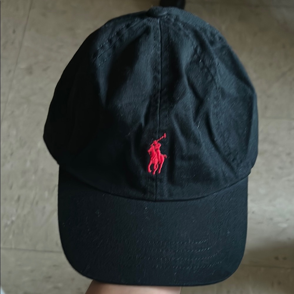 Polo by Ralph Lauren Black Cap with Red Embroidery